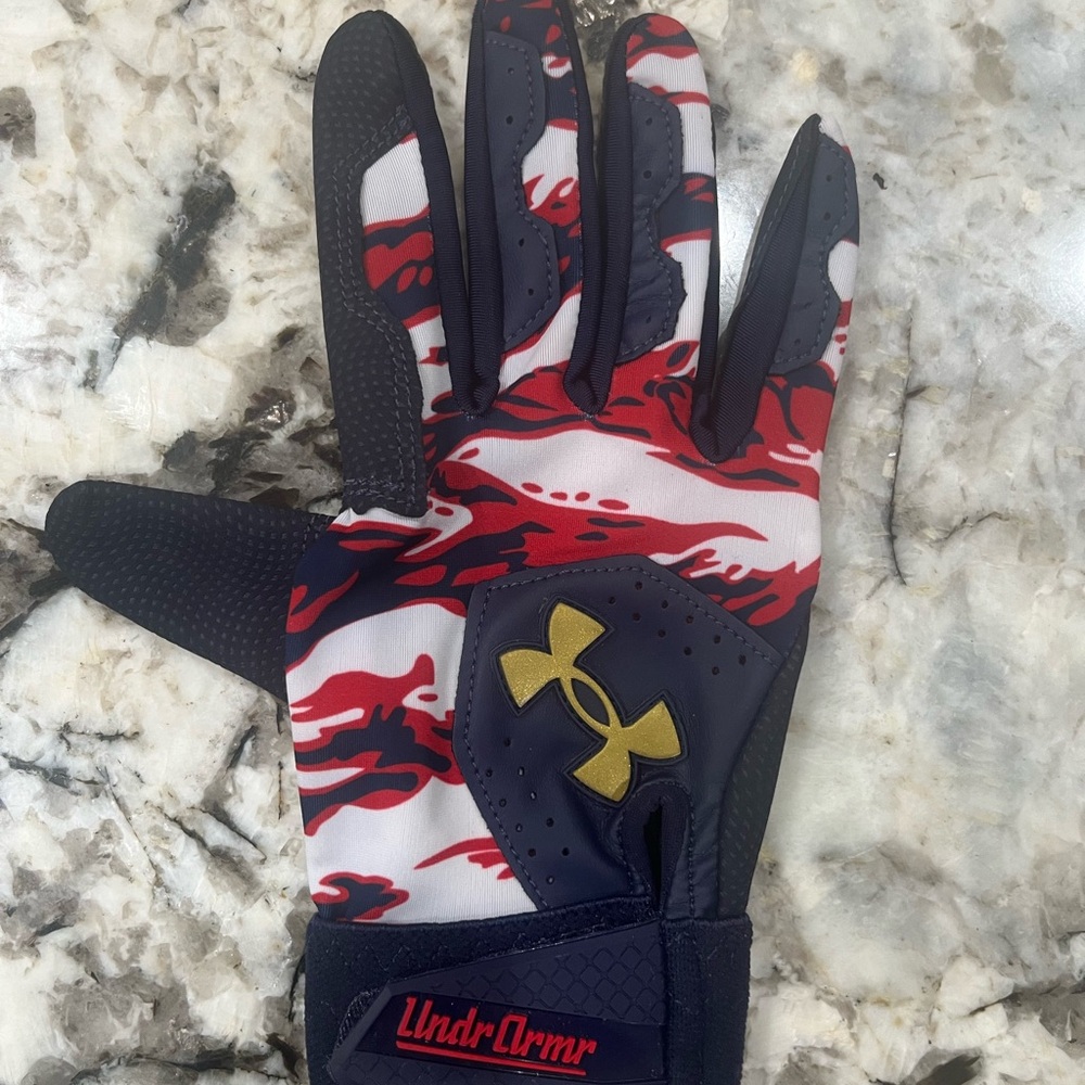 Under Armour Black and Red Batting Glove